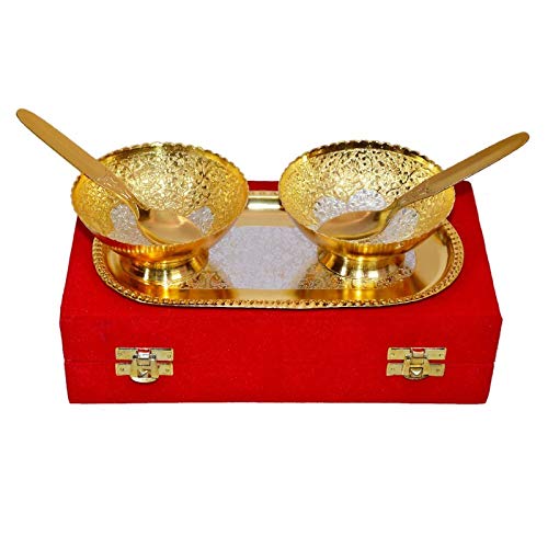 CRAFTS KING SilverGold Plated Round Bowl Set with Awesome Gifts Box Capsul 5 Pieces Set of 5 - Image 3