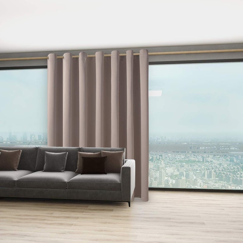 BONZER Room Divider Curtain Total Privacy Wall Noise Reducing Extra Wide Blackout Curtains for Patio Sliding Glass Door, 108L x 108W Inch (9L x 9W ft), 1 Panel, Khaki - Image 5