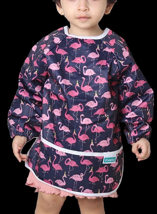 Dreeba Long sleeves Bibs Navy color with a flamingo design - Image 2