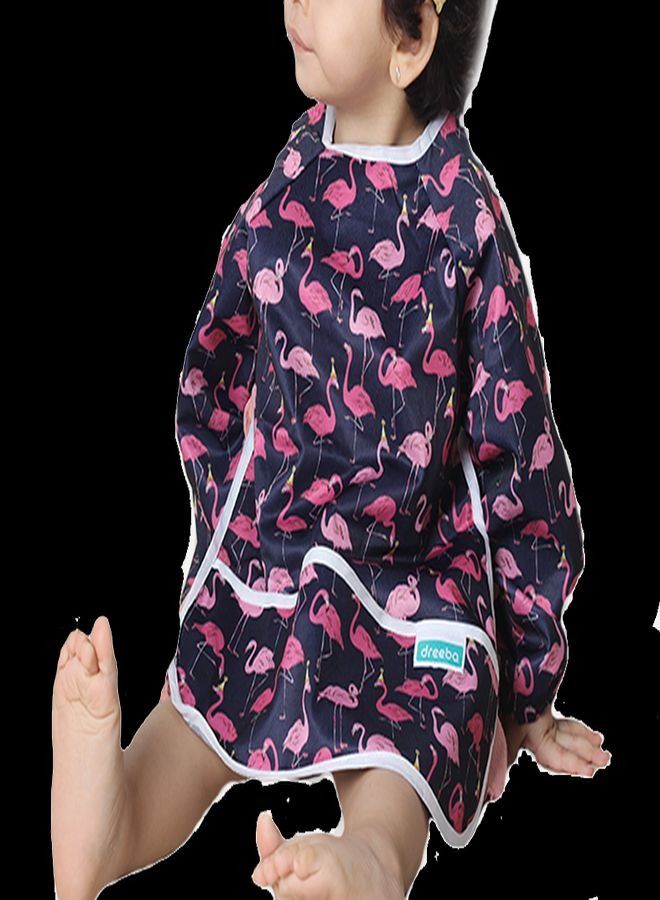 Dreeba Long sleeves Bibs Navy color with a flamingo design - Image 3