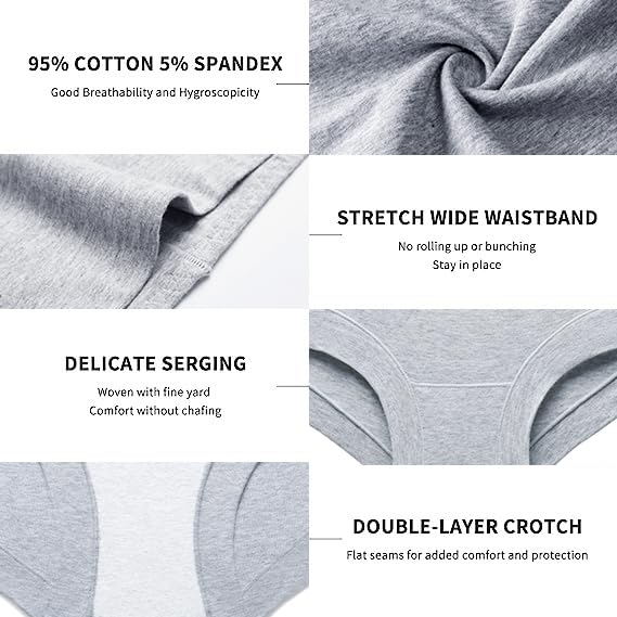 Migbean Women's Cotton Boxer Briefs Underwear Boy Shorts Underwear Lightweight High Waist Panties 5 Pack Black Grey - Image 4