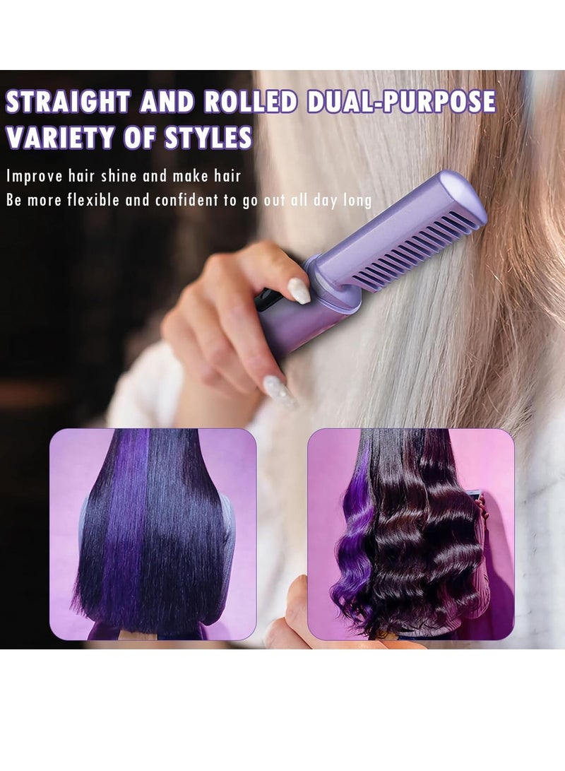 SYOSI Rechargeable Hair Straightener, SYOSI Mini Cordless Hair Straightener Brush with LCD Temperature Display, Hair Straightening Iron with Built-in Comb, for Professional Salon at Home - Image 2