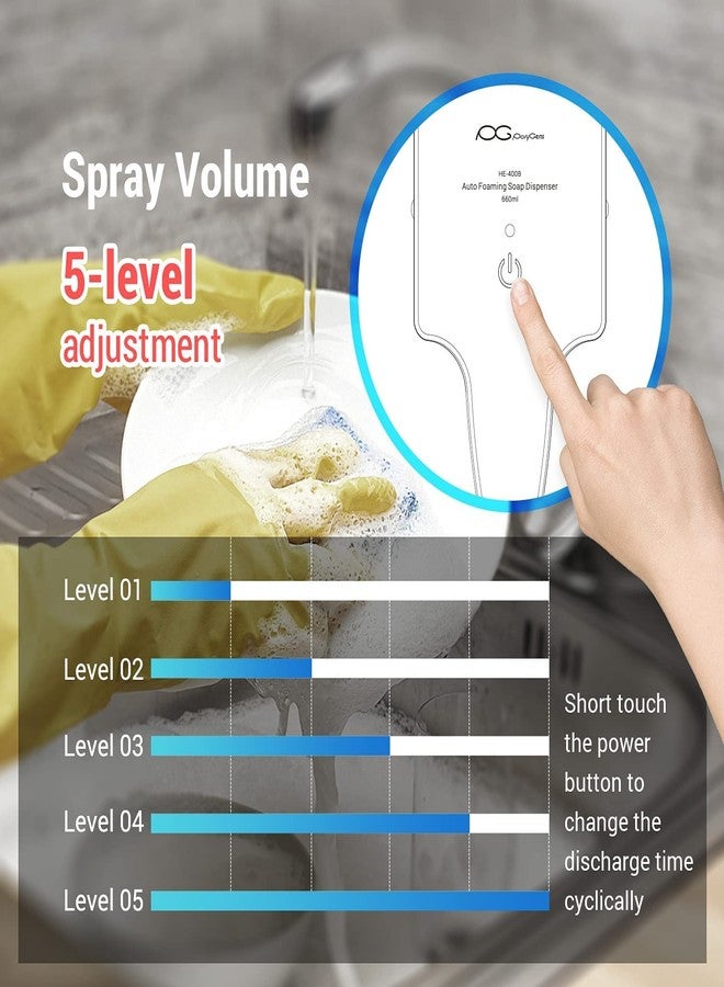 PolyGens 23oz 5-Level Adjustment Automatic Foaming Soap Dispenser Touchless Hand Soap Dispenser for Home/Commercial use, Countertop/Wall Mounted Soap Dispenser Set for Bathroom,Kitchen, White,New - Image 3