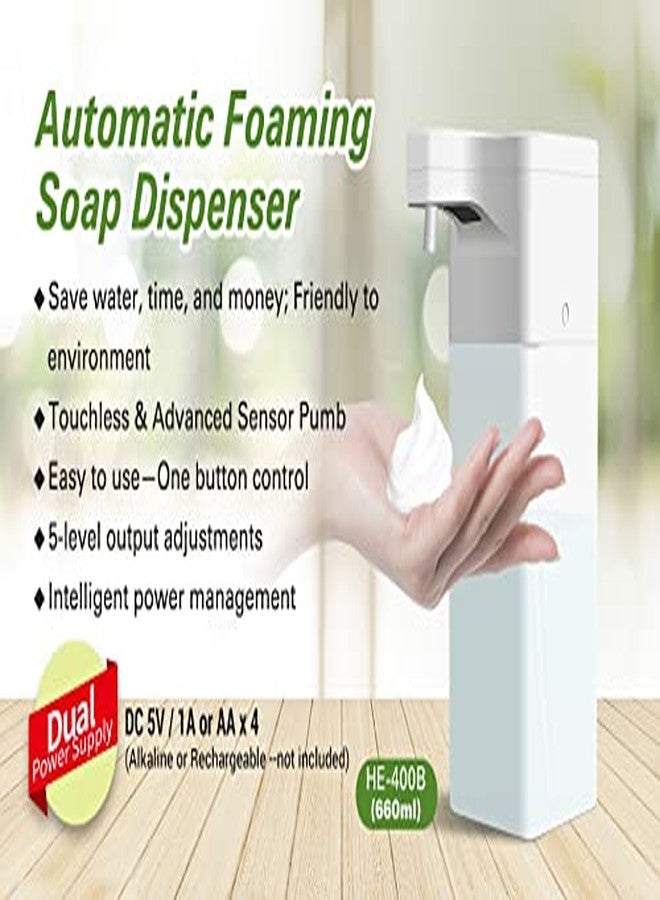 PolyGens 23oz 5-Level Adjustment Automatic Foaming Soap Dispenser Touchless Hand Soap Dispenser for Home/Commercial use, Countertop/Wall Mounted Soap Dispenser Set for Bathroom,Kitchen, White,New - Image 2