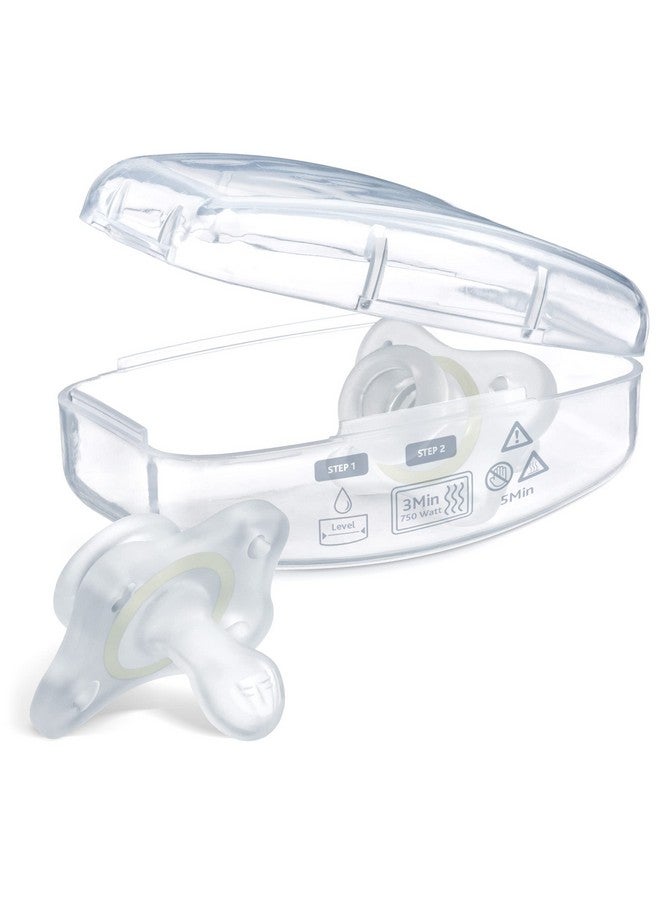 شيكو لهاية تشيكو فيزيوفورما صغيرة، مصنوعة من السيليكون ١٠٠٪، تتوهج في الظلام، للأطفال من عمر شهرين إلى ٦ أشهر | خالية من البيسفينول أ واللاتكس | علبة تعقيم قابلة لإعادة الاستخدام | شفافة، عبوة من قطعتين - Image 4