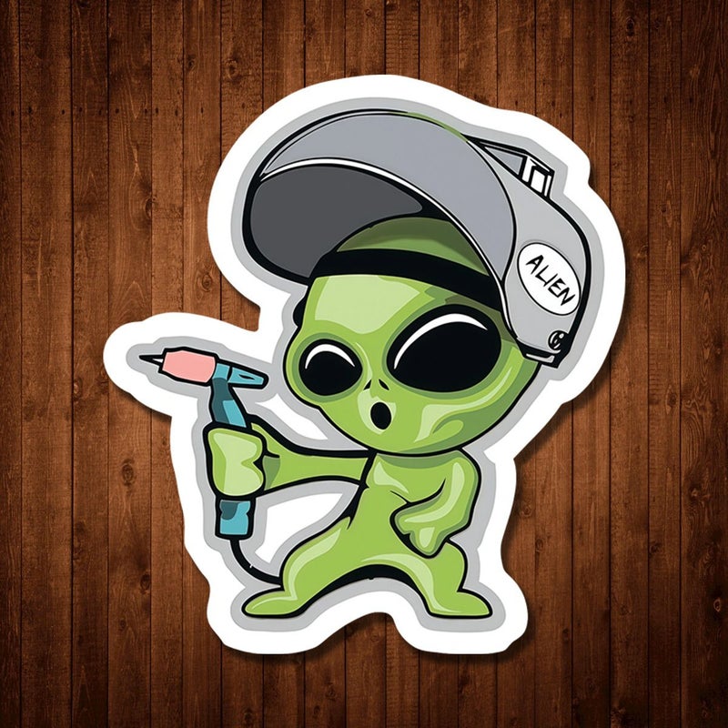 3 Inch Multicolor Alien Welder PVC Sticker For Laptops Skateboards Industrial Vibe - Image 1