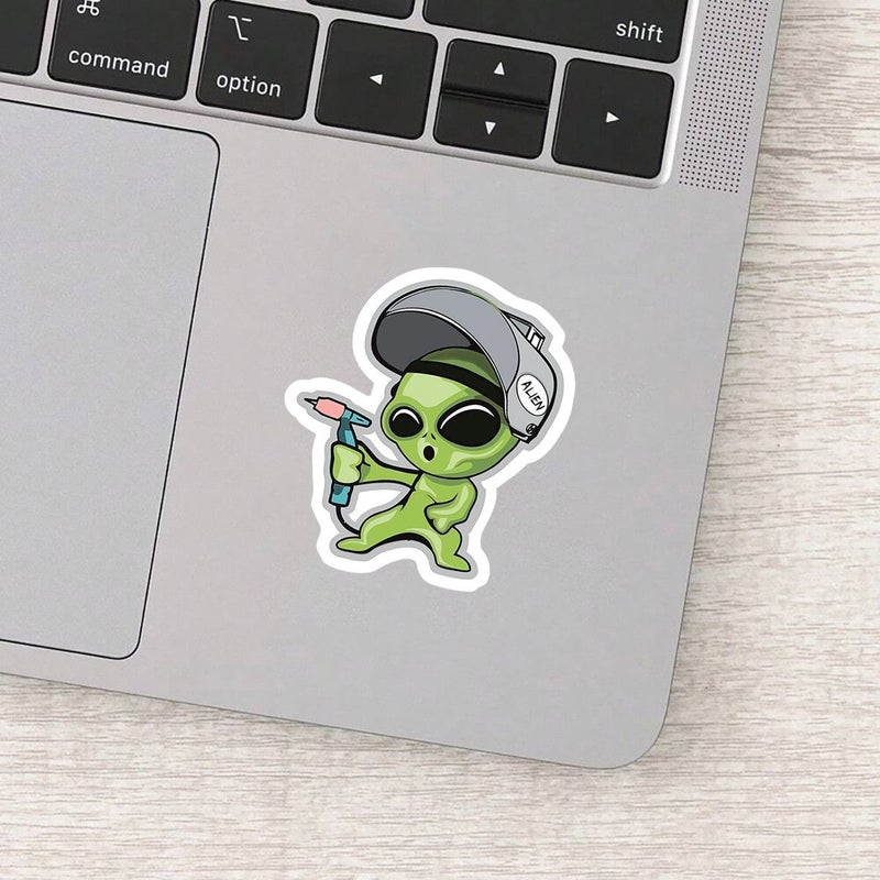 3 Inch Multicolor Alien Welder PVC Sticker For Laptops Skateboards Industrial Vibe - Image 4