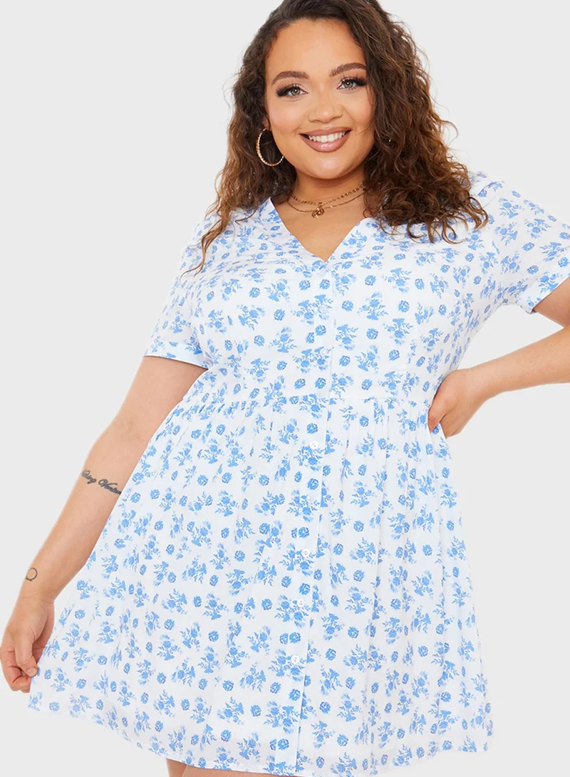 In The Style Curve Button Down Dress
