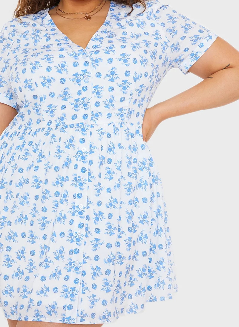 In The Style Curve Button Down Dress