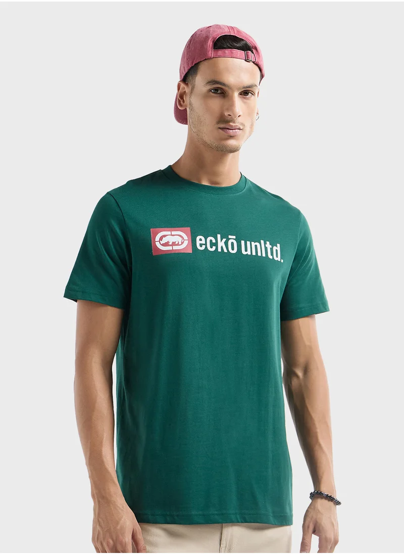 FAV Ecko Printed T-shirt with Crew Neck and Short Slee