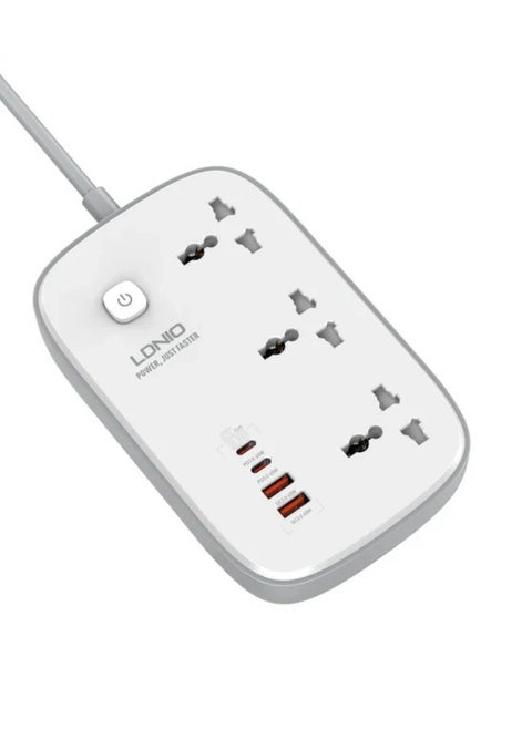Universal Electrical Cord Strip 3 Outlets 4 GaN USB Port Multi Power Strip Plug Boar Extension Socket