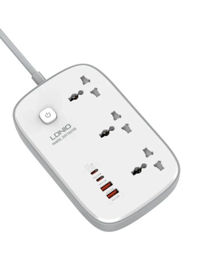 Universal Electrical Cord Strip 3 Outlets 4 GaN USB Port Multi Power Strip Plug Boar Extension Socket