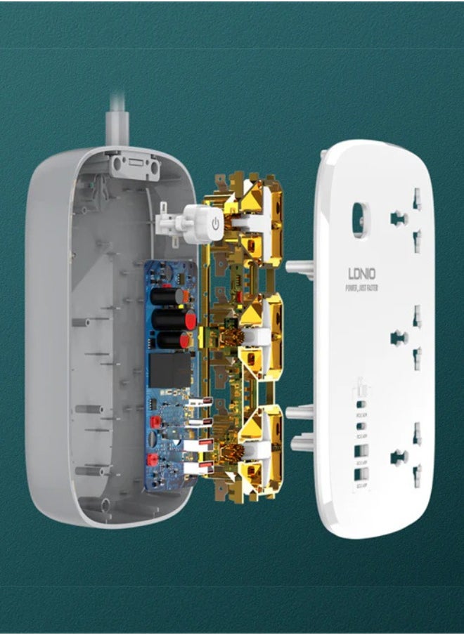 Universal Electrical Cord Strip 3 Outlets 4 GaN USB Port Multi Power Strip Plug Boar Extension Socket