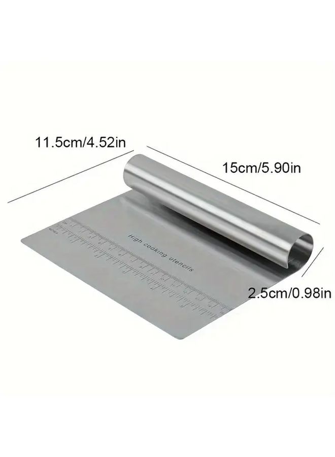 Premium Stainless Steel Bench Scraper Dough Cutter Silvery Color Food Safe With Measurement Markings - Image 3