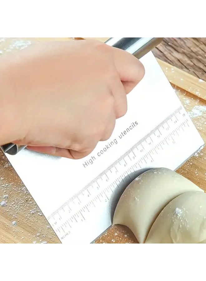 Premium Stainless Steel Bench Scraper Dough Cutter Silvery Color Food Safe With Measurement Markings - Image 1