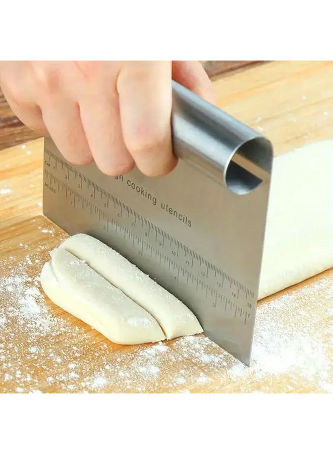 Premium Stainless Steel Bench Scraper Dough Cutter Silvery Color Food Safe With Measurement Markings - Image 2