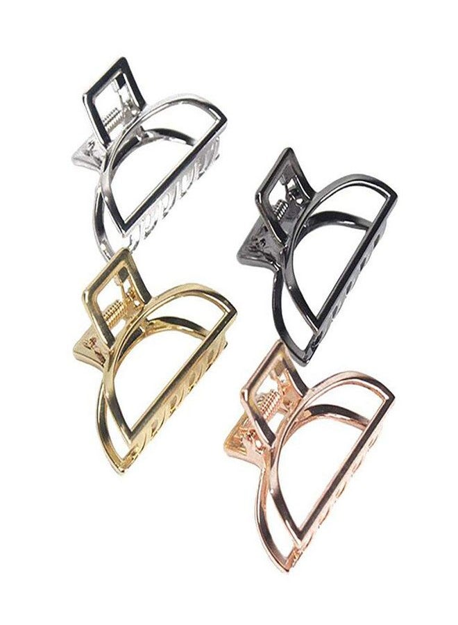 فوداتم مجموعة من 4 مشابك شعر معدنية صغيرة عتيقة للنساء، مشابك شعر على شكل ذيل حصان، إكسسوارات مشابك الشعر (نصف دائرة) - Image 1