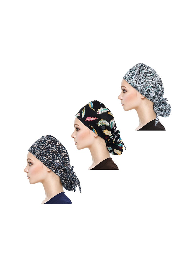 SYOSI Adjustable Working Cap with on Long Hair Sweatband Cotton Ponytail Holder Tie Back Hats for Women  Men One Size - Image 1