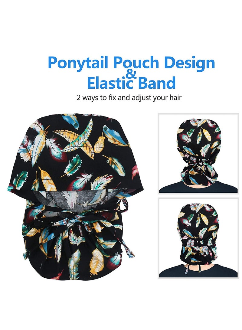 SYOSI Adjustable Working Cap with on Long Hair Sweatband Cotton Ponytail Holder Tie Back Hats for Women  Men One Size - Image 5