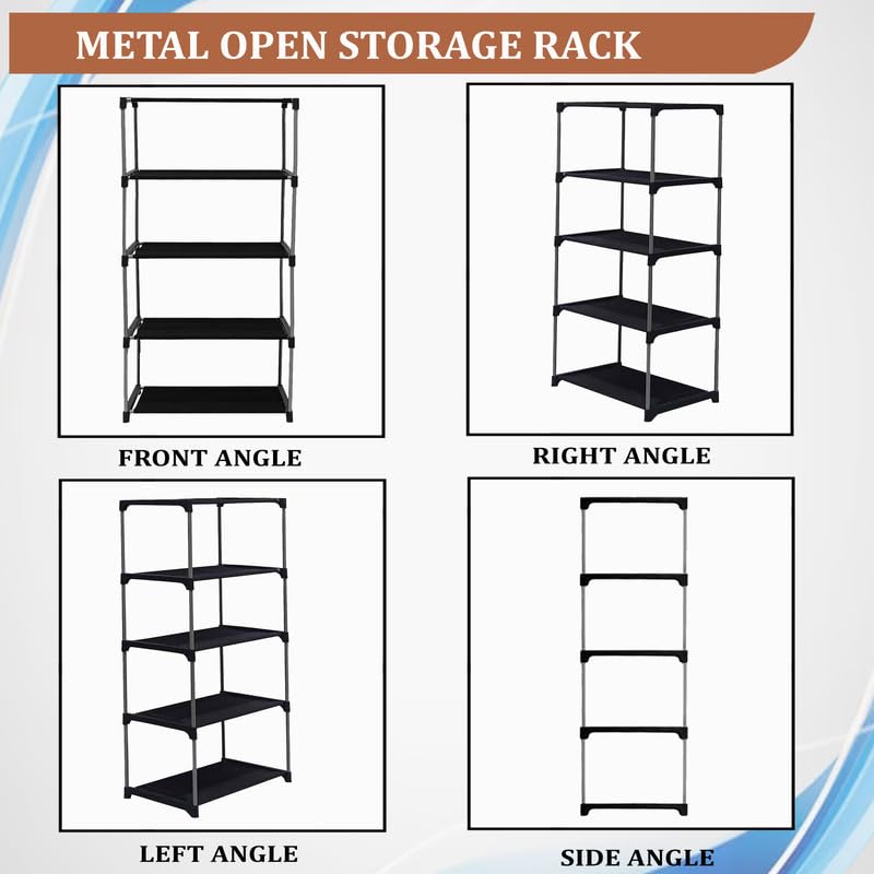 PHILOSHOP 4 Layer 10 Inch Wardrobe Metal Frame Foldable Cloth Organizer Floral Cover Storage Rack Quick Maximize Your Space with Style Multipurpose Use Entryway Closet and Bedroom - Image 5
