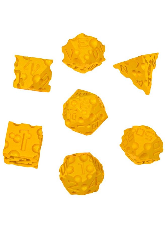 CZYY مجموعة نرد الجبن Dnd مطبوعة بتقنية ثلاثية الأبعاد 7 قطع نرد متعددة الأوجه ذات طابع غذائي رائعة لألعاب الزنزانات والتنانين وPathfinder وألعاب الطاولة RPG وMtg - Image 2