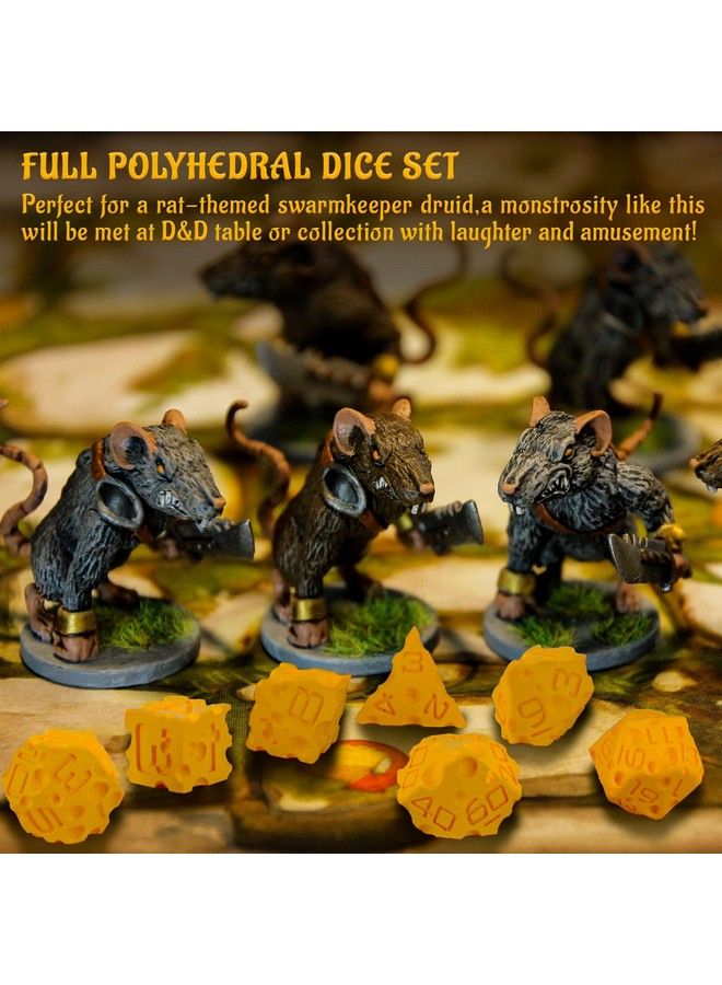 CZYY مجموعة نرد الجبن Dnd مطبوعة بتقنية ثلاثية الأبعاد 7 قطع نرد متعددة الأوجه ذات طابع غذائي رائعة لألعاب الزنزانات والتنانين وPathfinder وألعاب الطاولة RPG وMtg - Image 4