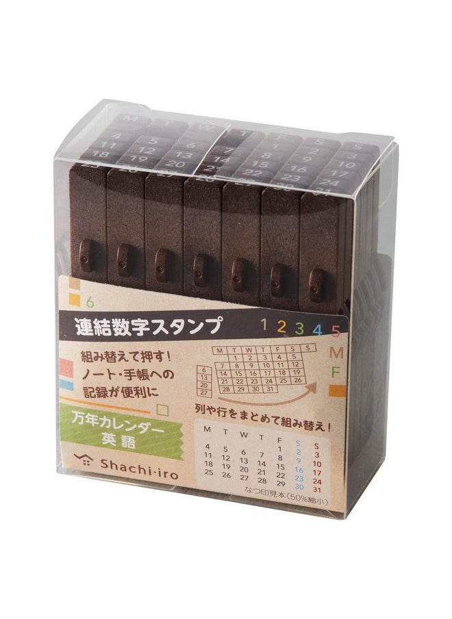 Grj5Ace Rubber Stamp Connected Numbers Stamp Perpetual Calendar English