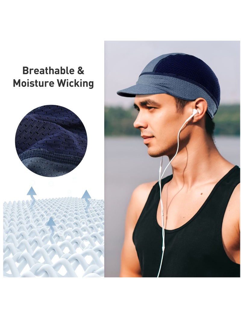 واي آند دي Cycling Cap, Cap Under Helmet, with Visor Summer Sun Hat, Helmet Liner for Men and Women - Moisture Wicking - Image 2