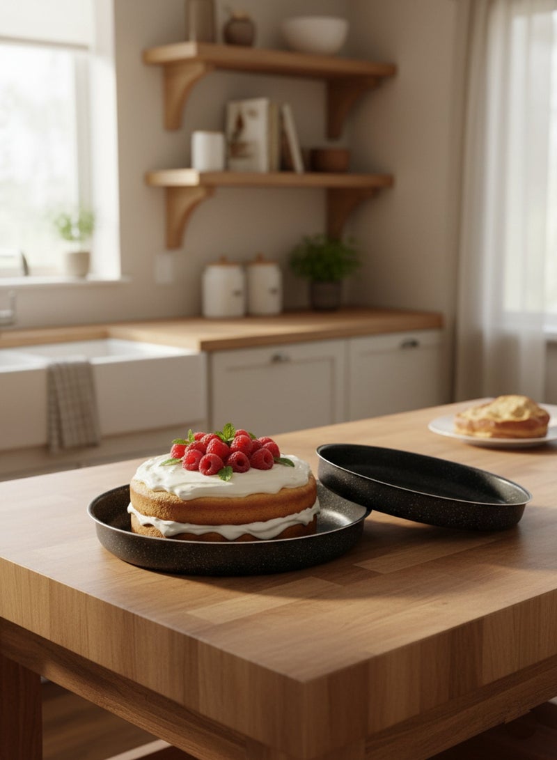 Home Master Granite-Style Non-Stick Oven Tray Set – 2 Round Pieces with Scratch-Resistant Surface, Perfect for Baking Cakes, Pies, and Preparing Dishes in the Oven Easily with Quick Cleaning HM-6020 - Image 1