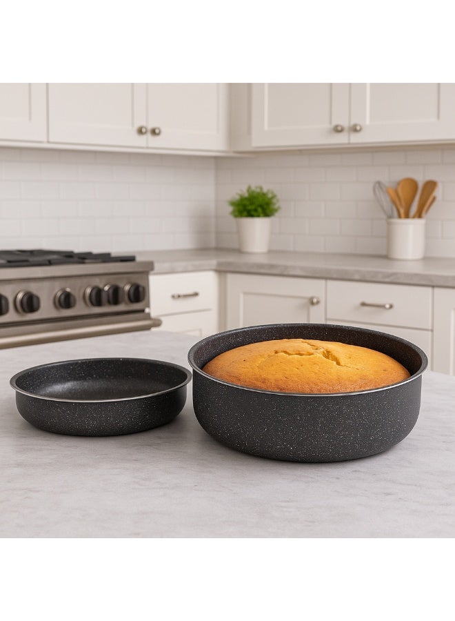 Home Master Granite-Style Non-Stick Oven Tray Set – 2 Round Pieces with Scratch-Resistant Surface, Perfect for Baking Cakes, Pies, and Preparing Dishes in the Oven Easily with Quick Cleaning HM-6020 - Image 4