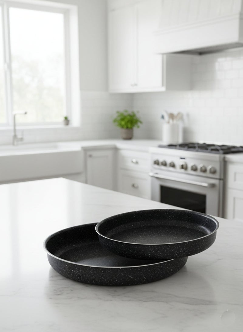 Home Master Granite-Style Non-Stick Oven Tray Set – 2 Round Pieces with Scratch-Resistant Surface, Perfect for Baking Cakes, Pies, and Preparing Dishes in the Oven Easily with Quick Cleaning HM-6020 - Image 3