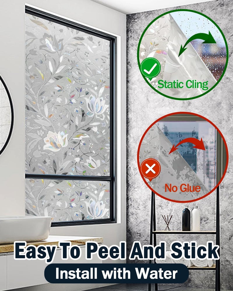 Lovepea Window Privacy Film Decorative with Installation Tools, Frosted Glass Decorative Film, Window Removable, Peep-Proof, Static Cling (17.5 x 78.7 Inch) - Image 2