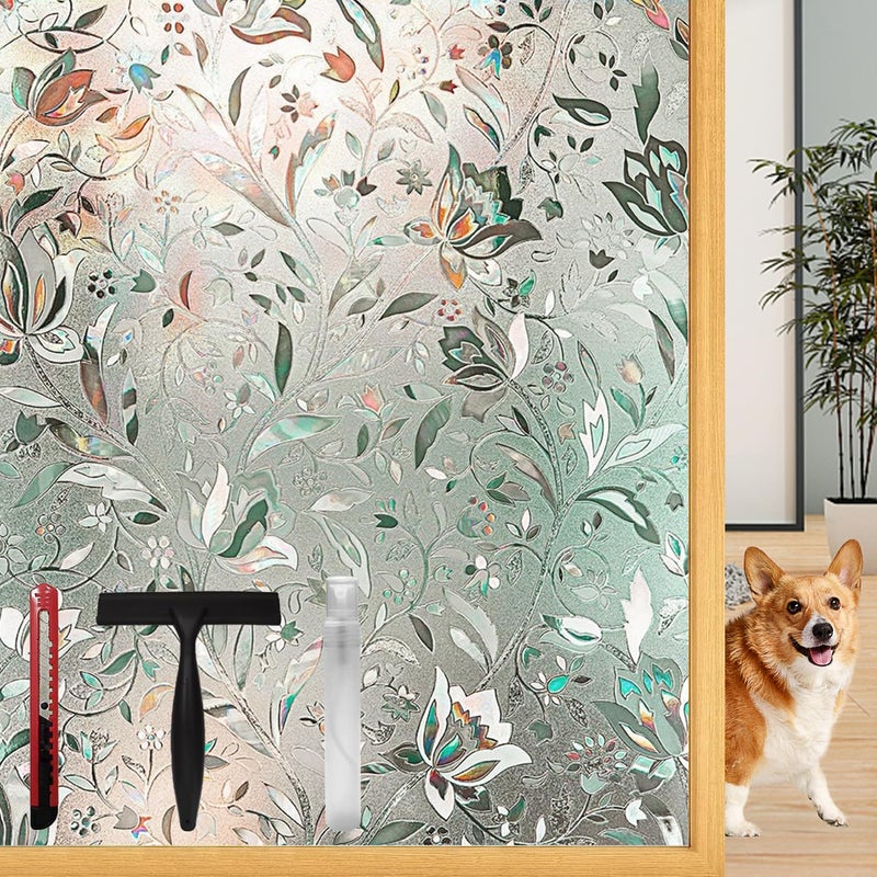 Lovepea Window Privacy Film Decorative with Installation Tools, Frosted Glass Decorative Film, Window Removable, Peep-Proof, Static Cling (17.5 x 78.7 Inch) - Image 1