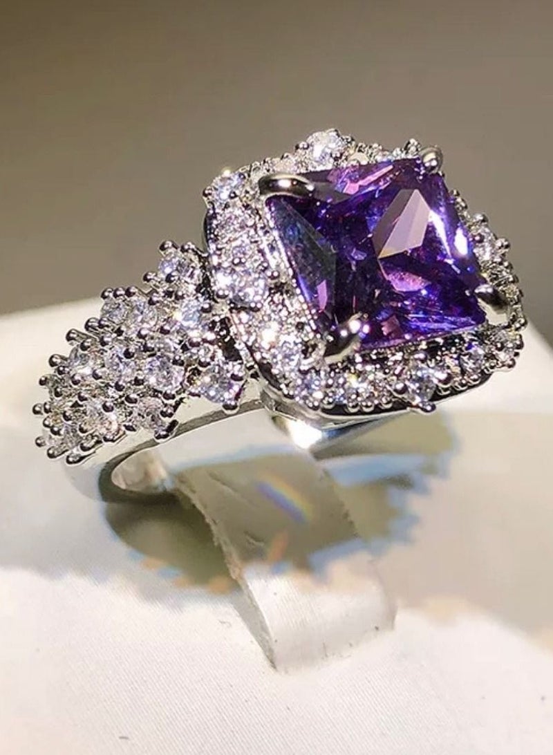 استراتيجية خاتم فضة استرليني عيار 925 مرصع بحجر الزركونيا مكعب مقاس حر - Image 2