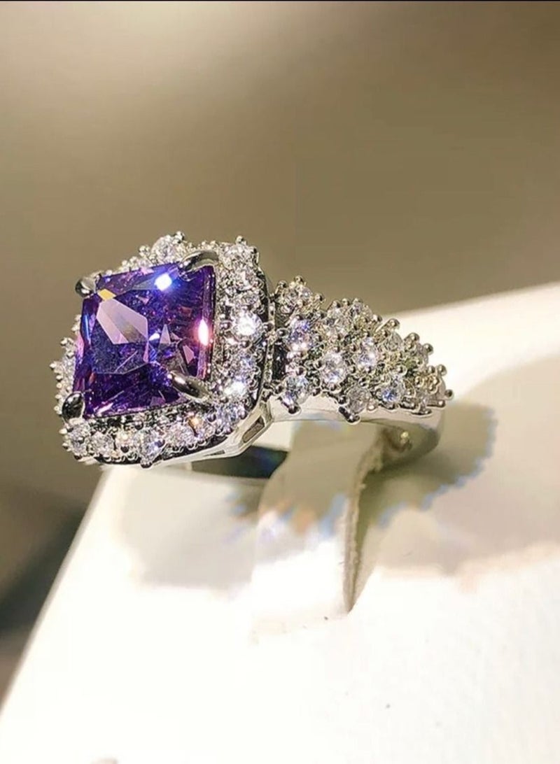 استراتيجية خاتم فضة استرليني عيار 925 مرصع بحجر الزركونيا مكعب مقاس حر - Image 4