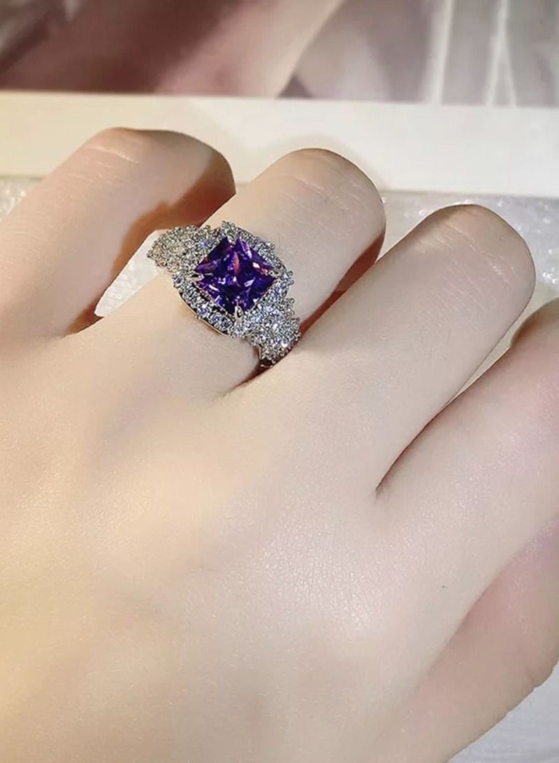 استراتيجية خاتم فضة استرليني عيار 925 مرصع بحجر الزركونيا مكعب مقاس حر - Image 5