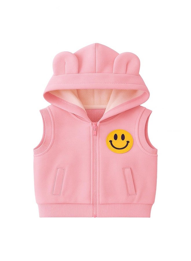 Bold N Elegant 3d Happy Smile Face Cartoon Winter Warm Hoodied Jacket Sweatshirt and Pajamas 3 Pc Layering Party Clothing Set for Infant Toddler Kids (Pink, 12-18 Months) - Image 5