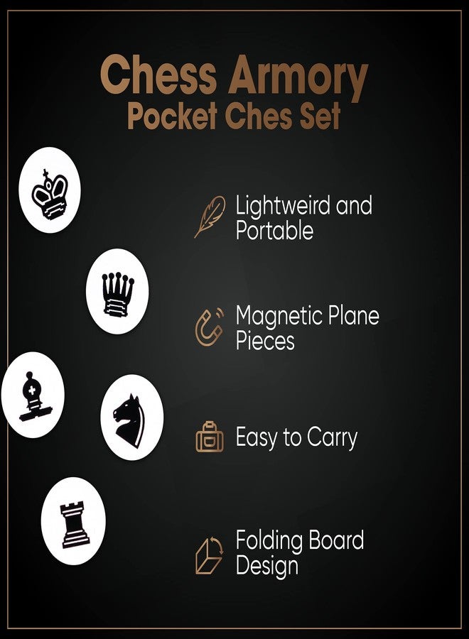 Chess Armory Pocket Chess Set - Portable Mini Chess Set for Adults and Youth - Mini Chess Board to Take Anywhere for an Unforgettable, Mind-Sharpening Chess Game - Image 3
