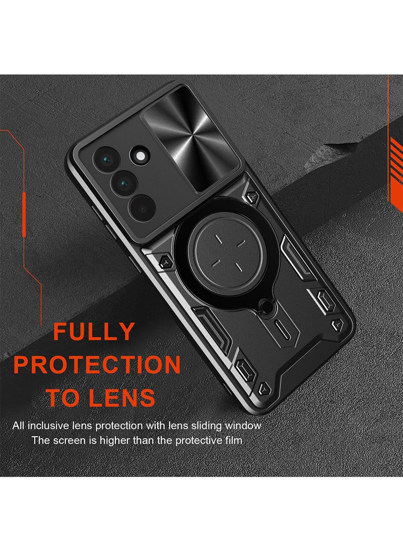 Case for Samsung Galaxy A36 with Sliding Camera Cover, Kickstand, PC+TPU Dual-Layer Back Cover,Black - Image 5