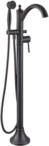 Wintap Freestanding Bathtub Faucet Classic Free Standing Tub Faucet with Retro Handheld Sprayer High Flow Max 704GPM Floor Mounted Tub Fillers Swivel Spout Tub Faucets Oil Rubbed Bronze WT9002ORB - Image 1