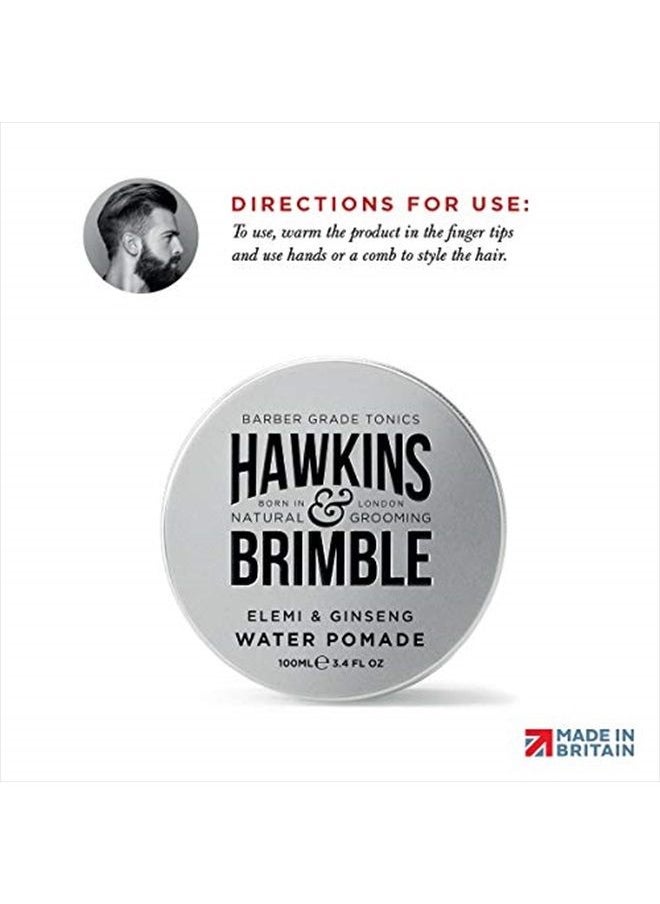 Mens Water Pomade 100ml/3.4 fl oz - H2O Based Hair Styling/Grooming | High Shine Firm Hold Allows for Restyling, Washes Out
