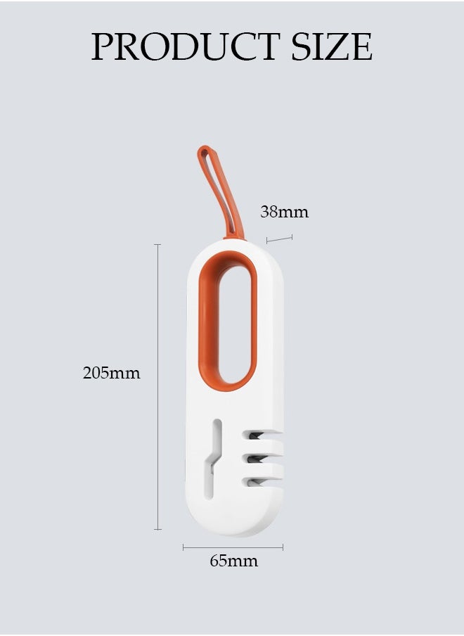 DUNISO 4-in-1 Multifunctional Sharpening Stone，Household Sharpener，Quick Sharpening Effect，Compact and Convenient，Can Sharpen Kitchen Knives, Scissors, Fruit Knives, etc，White and Orange  - Image 2