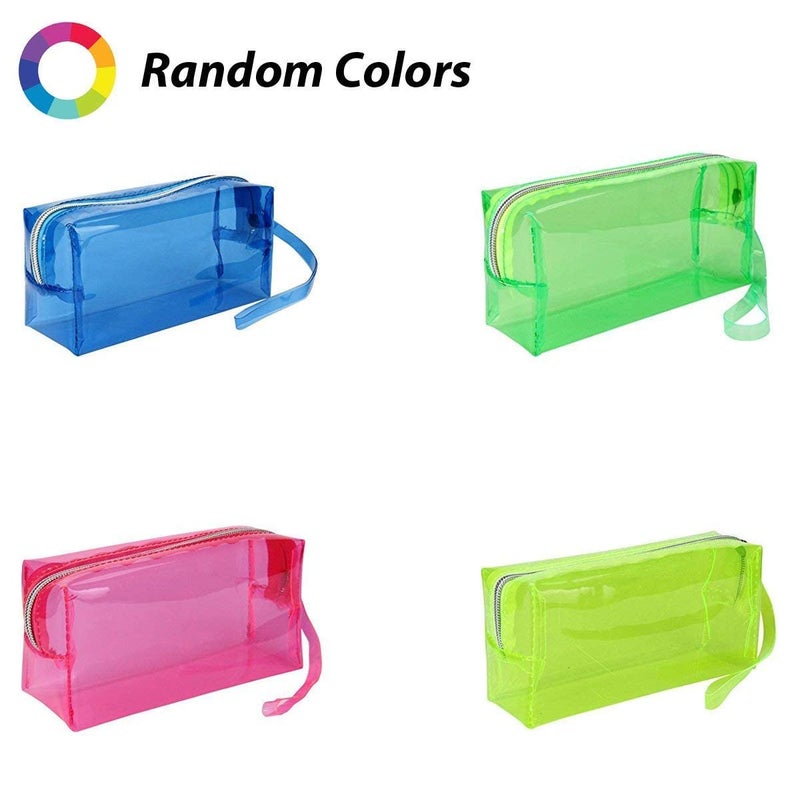 Trusmile PVC Transparent Plastic Pencil Pen Stationery Travel Cosmetic Bag with Zipper  Pack of 1 Pack of 2 - Image 3