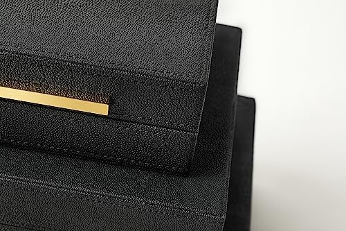 Sanfubox Modern Decorative Box Faux Shagreen Leather, Decorative Storage Boxes with Lids for Home Decor, Large Multifunctional Storage Jewelry Box Organizer(black 3PCS) - Image 3