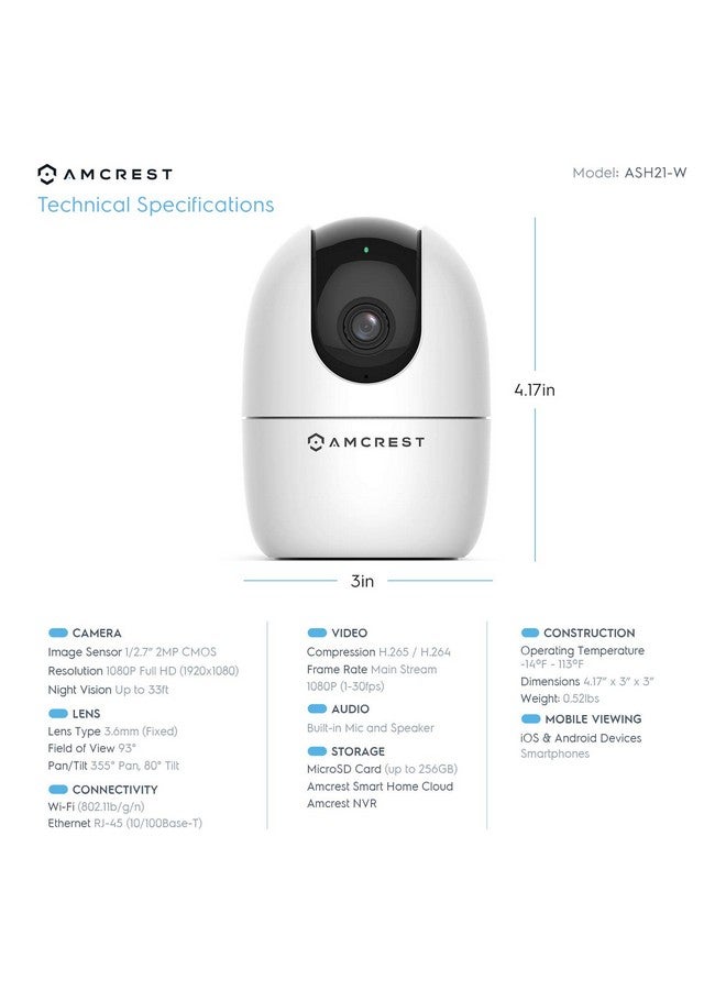 Amcrest 1080P WiFi Camera Indoor, Nanny Cam, Dog Camera, Sound & Baby Monitor, Human & Pet Detection, Motion-Tracking, w/ 2-Way Audio, Phone App, Pan/Tilt Wireless IP Camera, Night Vision (Renewed) - Image 3
