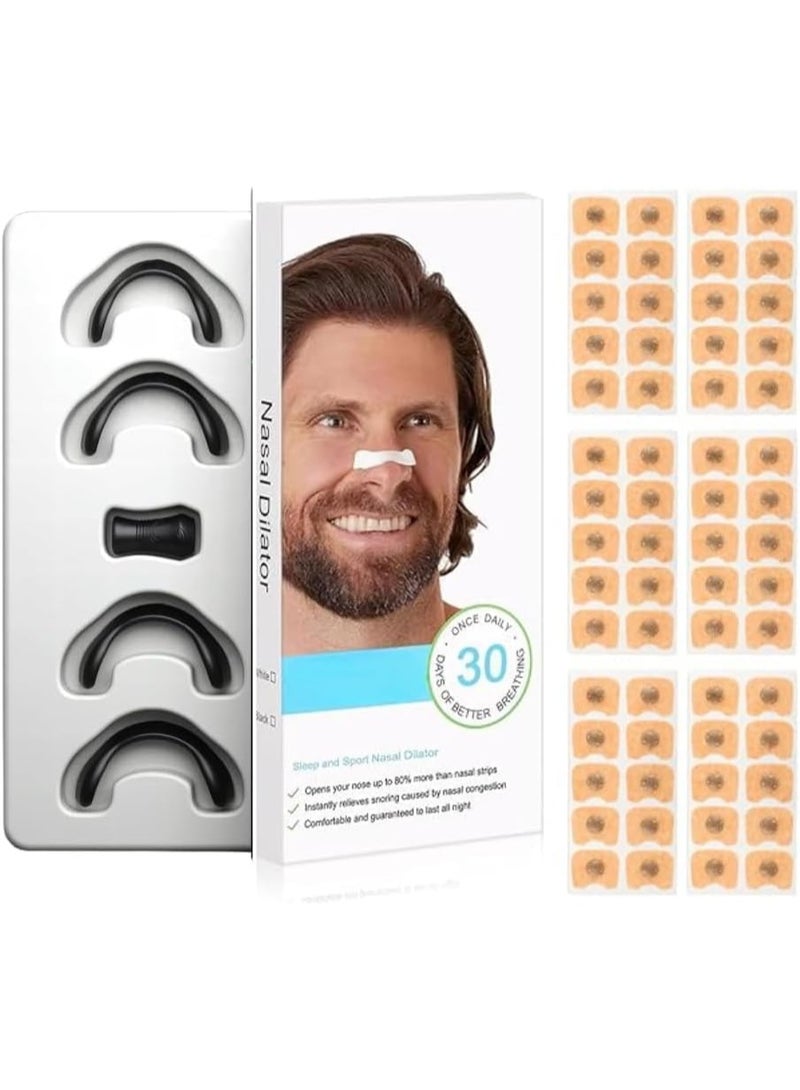 شرائط الأنف المغناطيسية المضادة للشخير(60 قطعة = 30 زوجًا يوميًا) | 4 مقاسات مريحة مع أداة تركيب مغناطيسية، شرائط لاصقة 3M آمنة على البشرة ومقاوم للعرق | لاصق انف مغناطيسي لتحسين التنفس - Image 1