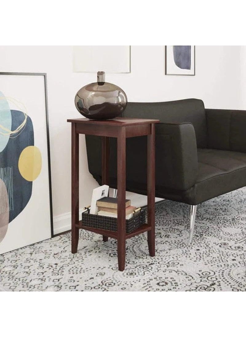 Streema Art Streema art Tall End Table Side Table with Lower Shelf for Home DecorLiving Room Single Table Walnut  - Image 3