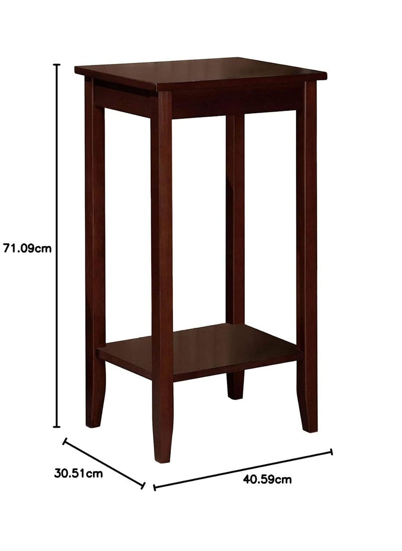 Streema Art Streema art Tall End Table Side Table with Lower Shelf for Home DecorLiving Room Single Table Walnut  - Image 2