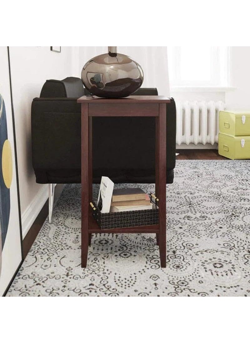 Streema Art Streema art Tall End Table Side Table with Lower Shelf for Home DecorLiving Room Single Table Walnut  - Image 4