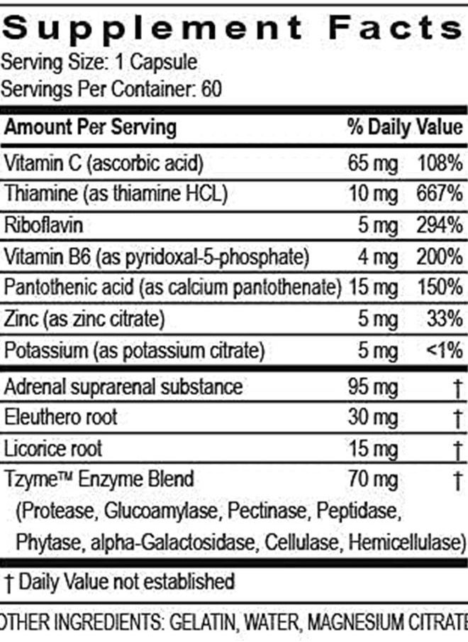 Transformation The Genesis Of Good Health - Transformation Enzymes Adrenal Complex - 60 Capsules - Synergistic Formulation of Herbs and Vitamins to Support a Healthy Endocrine System - Image 1